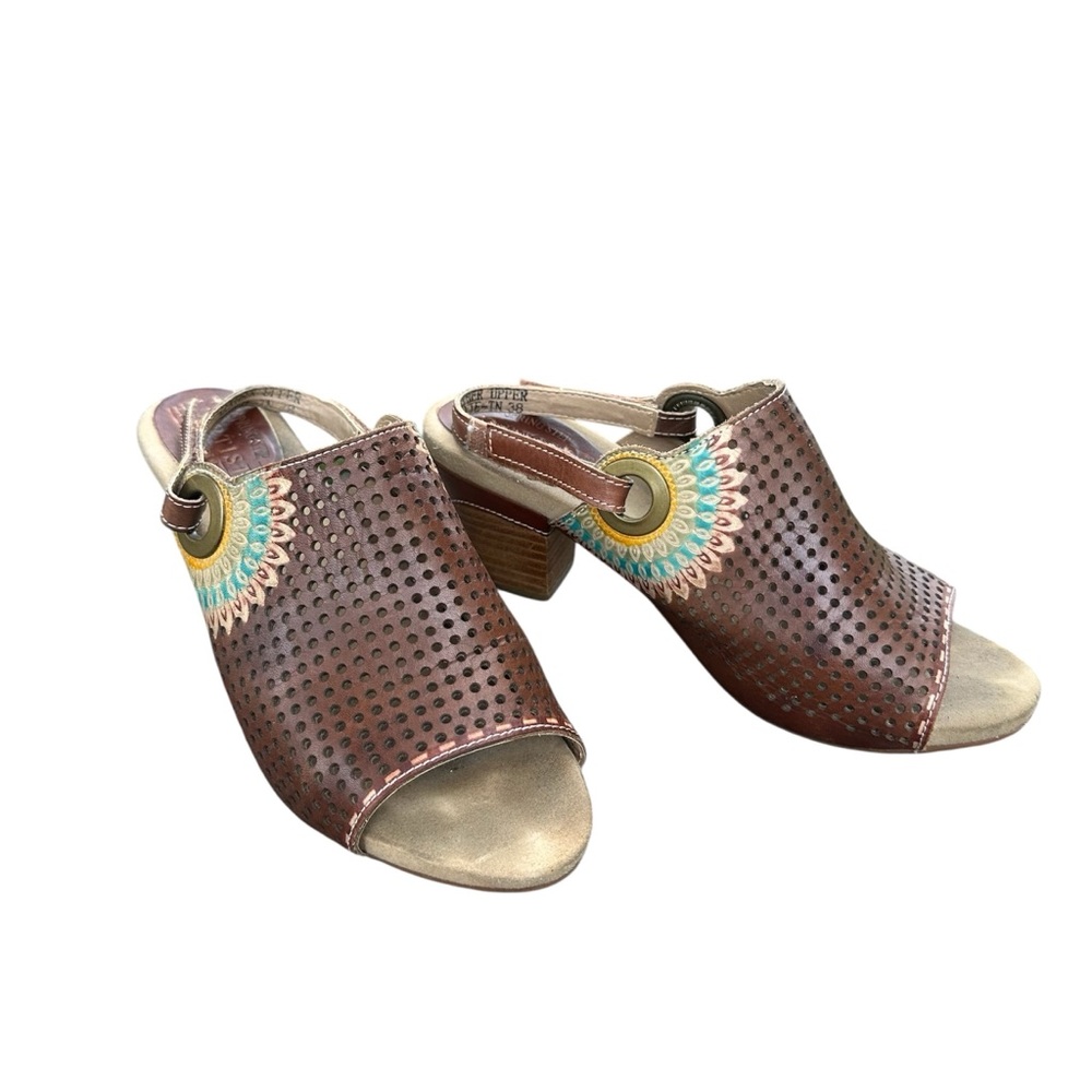 Pre-owned size 38 L’ARTISTE Spring Step Brown Millie sling back open toe shoes - Picture 7 of 12